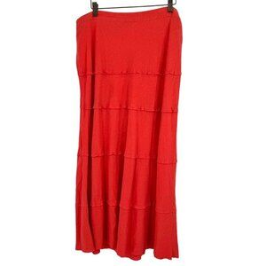 Harvé Benard Womens Tiered Maxi Skirt Size 16W plus orange linen Blend